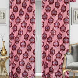 Aura Pink & Maroon 2Pcs  Ethnic Motifs Room Darkening Long Door Curtain-image-57