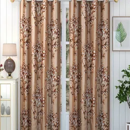 Panipat Textile Hub Brown 2 Pieces Floral Print Regular Door Curtain-image-36