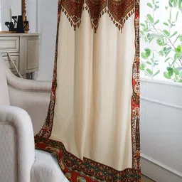 Cortina Beige & Red Ethnic Motifs Long Door Curtain-image-56