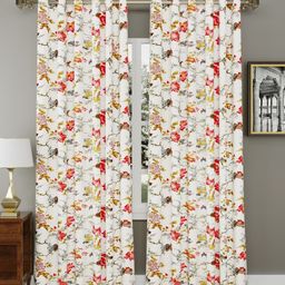 Jinaya's White & Red 2 Pieces Long Door Curtains-image-65