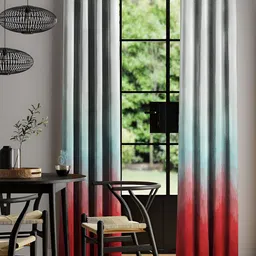 CASABLEU Grey 2 Pieces Solid Black Out Eyelet Door Curtains-7