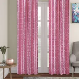ERIC LONDON Pink 2 Pieces Room Darkening Long Door Curtains-image-54