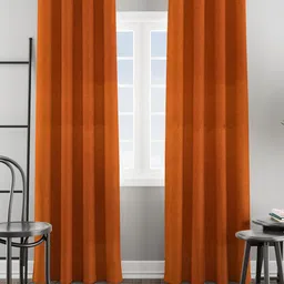 HOMEMONDE Orange 2 Pieces Room Darkening Velvet Long Door Curtains-33