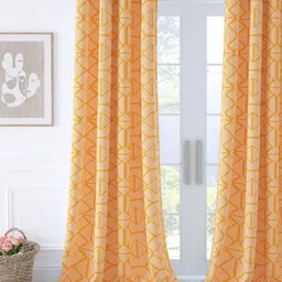 Story@home Orange & Cream-Coloured Abstract Room Darkening Long Door Curtain-picture-23