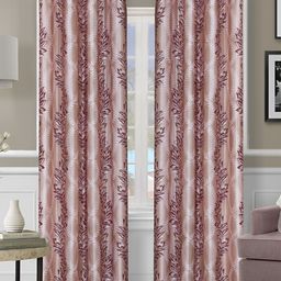 Aura Beige & Maroon 2 Pieces Floral Room Darkening Long Door Curtain-image-80