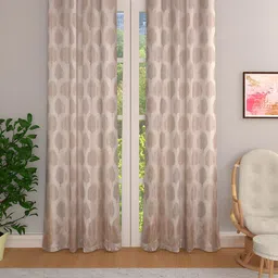 THE CONVERSION Beige Set of 2 Floral Room Darkening Long Door Curtain-51