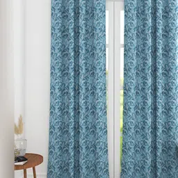 THE CONVERSION Blue Floral Printed Jacquard Room Darkening Door Curtain-22