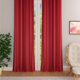 THE CONVERSION Maroon 2 Pieces Room Darkening Door Curtain-image-43