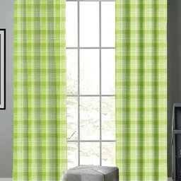 Airwill Green & White 2 Pcs Geometric Room Darkening Cotton Door Curtain-image-13