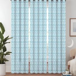 Lunar Days Blue & White 3 Pieces Room Darkening Door Curtain-15