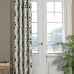BIANCA Silver-Toned & Brown Floral Room Darkening Door Curtain-3