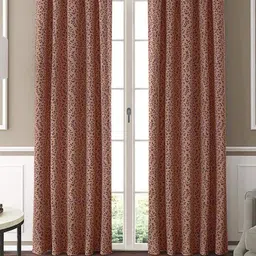 GM Zenzi Rust Red 2 Pieces Floral Room Darkening Door Curtain-16