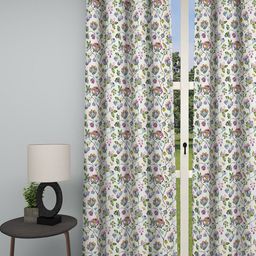 GM White & Green Floral Room Darkening Door Curtain-image-3
