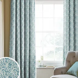 CASABLEU Teal Set of 2 Geometric Long Door Curtain-55