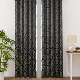 HAPPY HUES Black & Grey Set of 2 Ethnic Motifs Long Door Curtains-17