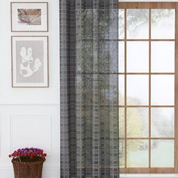 Story@home Grey Geometric Sheer Eyelet Long Door Curtain-image-21