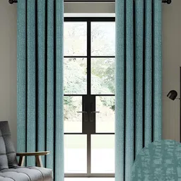 Nefertiti Home Teal 2 Pcs Floral Black Out Door Curtain-image-76