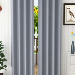 Homefab India Grey Set of 2 Black Out Door Curtains-7 feet-12