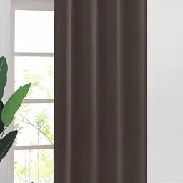 URBAN SPACE Brown 2-Pieces Black Out Door Curtains-29