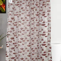 Kuber Industries Brown & White Floral Design Shower Curtain-0
