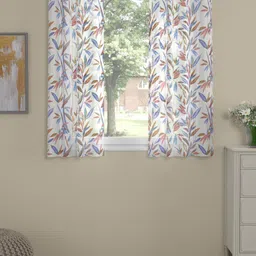 ROSARA HOME Claudia White 2 Pieces Floral Printed Sheer Window Curtains-54