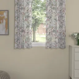 Myntra Elegant Homes White & Grey Set of 2 Floral Sheer Window Curtain-32