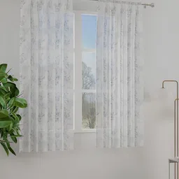 ROSARA HOME White & Lavender 2 Pieces Floral Printed Sheer Window Curtains-image-73