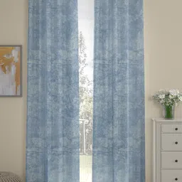 ROSARA HOME Carlos Blue & White 2 Pieces Abstract Printed Sheer Door Curtains-image-47