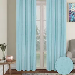 Cortina Blue 2 Pieces Black Out Long Door Curtains-image-5
