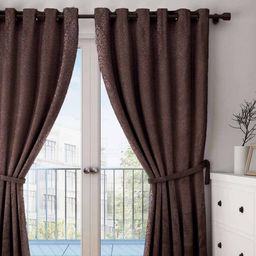 SWAYAM Brown Printed Jacquard Black Out Long Door Curtains-picture-15