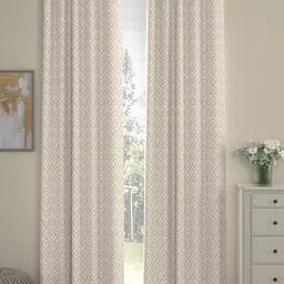 ROSARA HOME Beige & Off White 2 pieces Geometric Long Door Curtain-image-37
