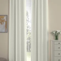 ROSARA HOME Beige & White 2 Pieces Geometric Regular Long Door Curtains-image-56