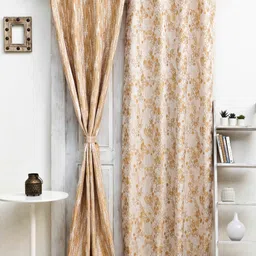 Ariana Gold-Toned & White Set of 2 Geometric Door Curtain-6