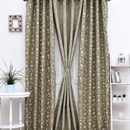 Ariana Olive Green & White Set of 3 Floral Room Darkening Door Curtain-23