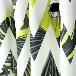 Cortina Green & White Set of 2 Digital Printed Window Curtains image 2