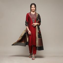 Embroidered Kurta, Trouser/Pant & Dupatta Set-image-3
