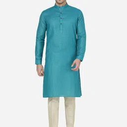 Modi Kurta Checked Mandarin Collar Long Straight Kurta-16