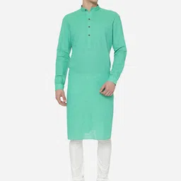 Modi Kurta Green Cotton Mandarin Collar-picture-8