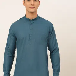 Jompers Men Teal Thread Work Kurta-image-19