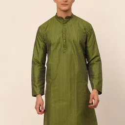 Jompers Men Olive Green Flared Sleeves Kurta-picture-15