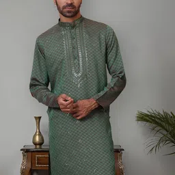 Jompers Men Geometric Thread Work Kurta-54