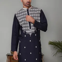 Jompers Men Embroidered Flared Sleeves Thread Work Kurta-picture-12