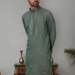 Jompers Men Geometric Thread Work Kurta image 4