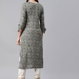 Aarika Abstract Printed Mirror Work Pure Cotton Straight Kurta image 4