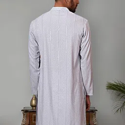 Jompers Men Geometric Flared Sleeves Thread Work Kurta image 3