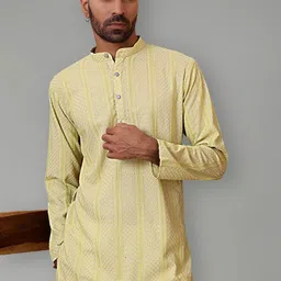 Jompers Men Geometric Thread Work Kurta image 3