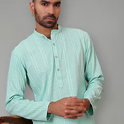 Jompers Men Geometric Thread Work Anarkali Kurta image 5