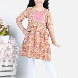 Kinder Kids Girls Floral Printed Pure Cotton Kurta with Churidar-image-20