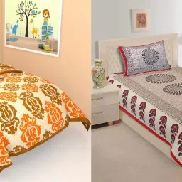 140 TC Cotton Single Jaipuri Prints Flat Bedsheet-image-92