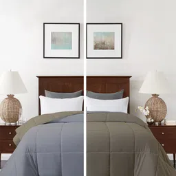 RAZZAI Brown & Grey Microfiber Mild Winter 210 GSM Double Bed Comforter-image-9
